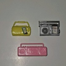 3 VTG Barbie Mattel Boombox Stereo Transistor Radio Toy Lot Gray Pink Ye... - $15.79