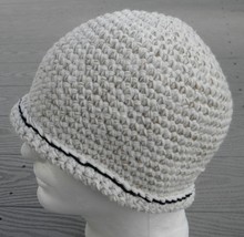 Winter Beige/White Crocheted Medium Size Beanie - Handmade by Michaela - $31.00