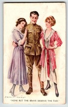 Military Postcard Artist Archie Gunn WWI Army Navy Military Wartime 2 Women 1918 - £13.06 GBP