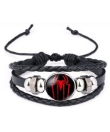Superhero Spider Glass Domed Logo Braided Leather Bracelet - €12,89 EUR