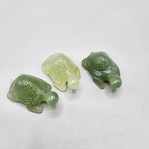 Hand Carved Jade Turtle Figurine Lot of 3 Green Semi-Precious Stone 95.5g - £45.53 GBP