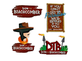 Don the Beachcomber - Lot of 4 Vinyl Stickers Decal Vintage Style- Tiki Hawaiian - £22.37 GBP