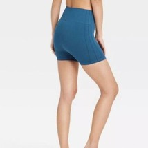 NWT JoyLab Women&#39;s High Rise Elastic Waist Shorts, Blue Opal, L - £7.98 GBP