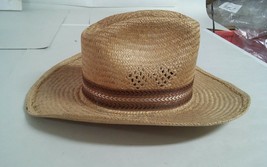 Vintage Thoroughbred Woven Straw Cowboy Hat 6 3-4 - £19.65 GBP