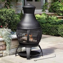45-inch Black Cast Iron and Steel Outdoor Fire Pit Chimenea - $5,485.53 MXN