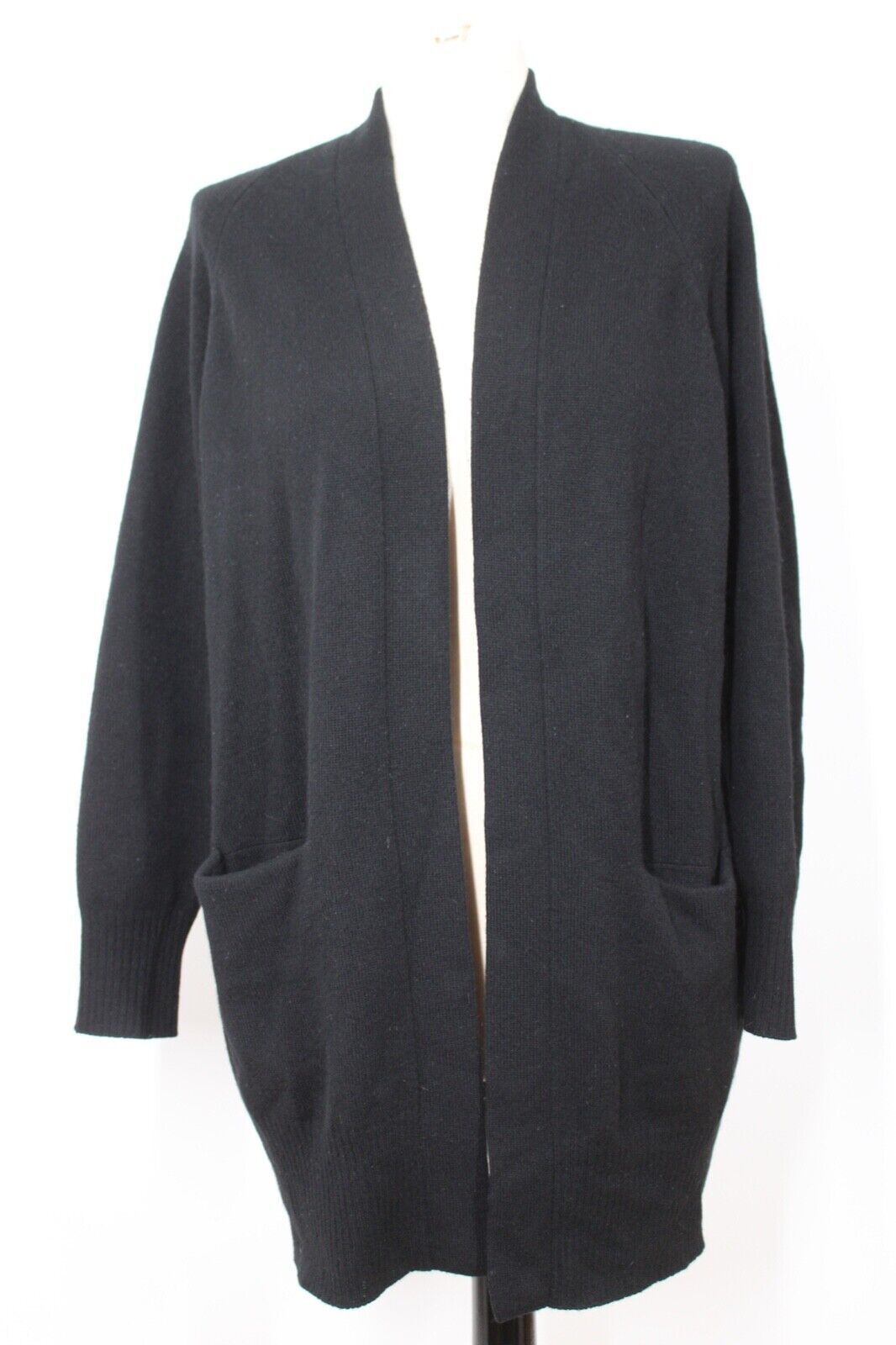 Primary image for Vince XS Black Cashmere Raglan Sleeve Open-Front Long Cardigan Sweater Pockets