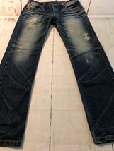 COAX 1976 Men&#39;s Jeans Straight Leg Distressed Ripped Racing Jeans Size 2... - £38.79 GBP