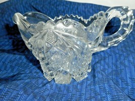 Imperial NuCut Glass Star &amp; Cane Sawtooth Thick Creamer Dots Flower Bottom Vtg   - £22.94 GBP