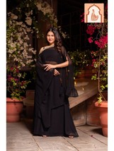 Black Georgette Sharara Set - Festive Wear with Embellishments - $1,125.32 MXN