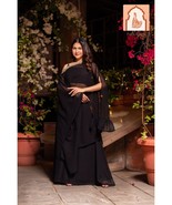 Black Georgette Sharara Set - Festive Wear with Embellishments - $1,109.28 MXN