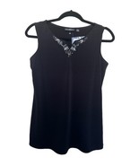 Susan Graver Style Size XXS Black Knit Tank Glitter Neckline - $22.48 CAD