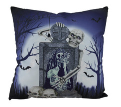Creepy Skeleton At Day of Dead Calavera Woman&#39;s Grave Decorative Throw Pillow - £12.63 GBP