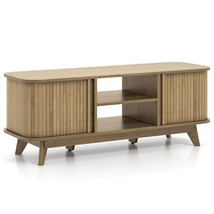 TV Stand for 55-Inch TV Media Console Table with Dual Sliding Doors-Oak - Color: - $4,136.11 MXN