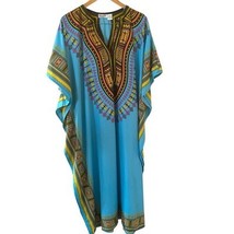 Vintage Sante Classics Kaftan Maxi One Size Blue Oversized Boho Colorful... - $33.99