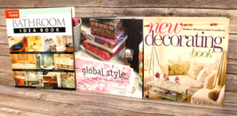 Set Of 3 New Decorating Book, Global Style &amp; New Bathroom Idea Book Home Decor - £17.52 GBP