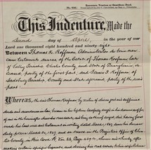 1898 antique DEED INDENTURE Thomas to Francis HOFFMAN sadsbury valley chester pa - £71.18 GBP