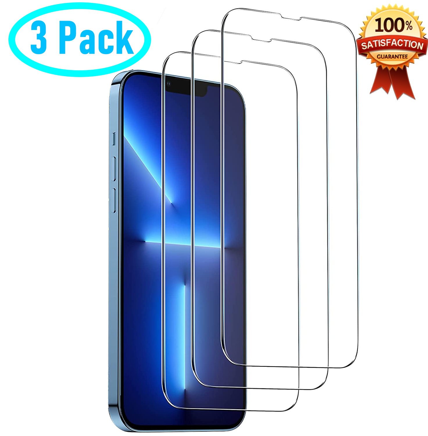  3 Pack For iPhone 13 14 Plus Pro MAX iPhone HD Tempered Glass Screen Pr... - $2.48+