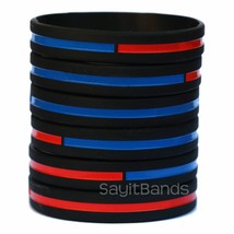 Set of Combination Thin Red and Thin Blue Line Wristbands Wristbands in Lot - £1.57 GBP+