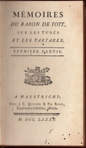 1785 Mémoires Baron Tott Francois France Memoirs Turks Tatars Hungary vol.1 - £617.71 GBP