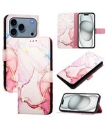 Case for iPhone 17 Air (Color: Rose Gold) Marble Pattern Wallet Case Lea... - $997.78 MXN
