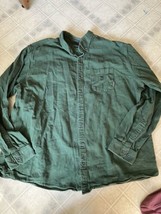 Eddie Bauer Men&#39;s Flannel Shirt Size 3XLT Soft Cotton Solid Green Warm B... - $27.72