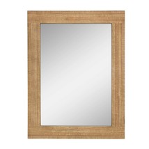 Rectangle Natural Wood Hanging Wall Mirror, Medium, Brown - £54.28 GBP