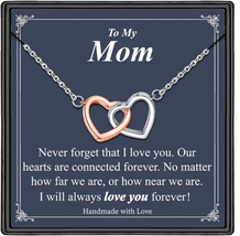 Mothers Day Gifts for Mom from Daughter Son, Dainty Double Heart Necklac... - £21.47 GBP