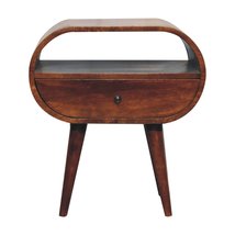 Large Chestnut Circular Open Bedside - $280.50