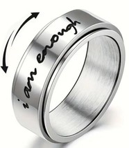 Inspirational &quot;i am enough&quot; ~ Stainless Steel Anxiety ~ Wide Band ~ Size 10 Ring - £14.94 GBP