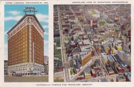 Hotel Lincoln and Aerial View of Downtown Indianapolis IN 1949 Postcard B02 - $2.99