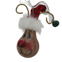 Unique Hand Crafted Rudolph Reindeer *Light Bulb Art* Artist Signed - £17.01 GBP