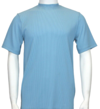 Men Dressy T-Shirt  LOG-IN UOMO Soft Crew Neck Corded Short Sleeves 218 Sky Blue image 2