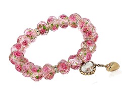 Tzarina Pink Beads Stretch Bracelet - £87.92 GBP
