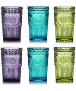 Multi Color Drinking Glasses Glassware Vintage Tumbler Highball Water Se... - £38.22 GBP