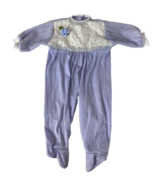 Vintage Baby Girl One Piece Outfit Romper Footie Purple Lace Velour 3-6M... - $48.86 CAD