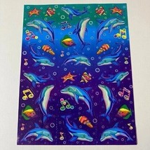 Vintage Lisa Frank Dolphins Fish Seashells Music Notes Sticker Sheet S362 - £11.21 GBP