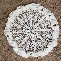 Vintage Hand Crochet White Doily Raised Flowers 11 Inch - $11.00