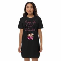 Enjoy Life and Eat Chocolate Quote Lettering Cake Design Organic Cotton t-Shirt  - £25.93 GBP+