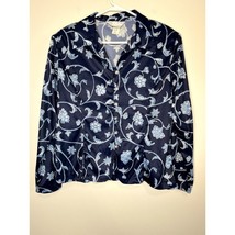 Vintage 1980s Blair Navy Floral Blue Willow Cottage Coquette Feminine Sh... - $32.00