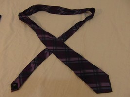 Mens Calvin Klein Purple Blue Plaid Pure Silk Dress Formal Neck Tie - £29.45 GBP