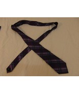 Mens Calvin Klein Purple Blue Plaid Pure Silk Dress Formal Neck Tie - $36.54 CAD
