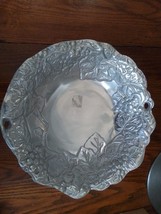 Large Round Grape Serving Bowl, Aluminum Centerpiece, Fruit Embossed Bowl, - £7.89 GBP