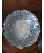 Large Round Grape Serving Bowl, Aluminum Centerpiece, Fruit Embossed Bowl, - £7.82 GBP