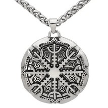 Viking Helm of Awe Pendant Removable Center 316L Stainless Steel Norse Necklace - £21.93 GBP
