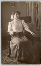 Pretty Edwardian Young Lady Annie Seated Miller Family Rockland MI Postcard U23 - £7.43 GBP