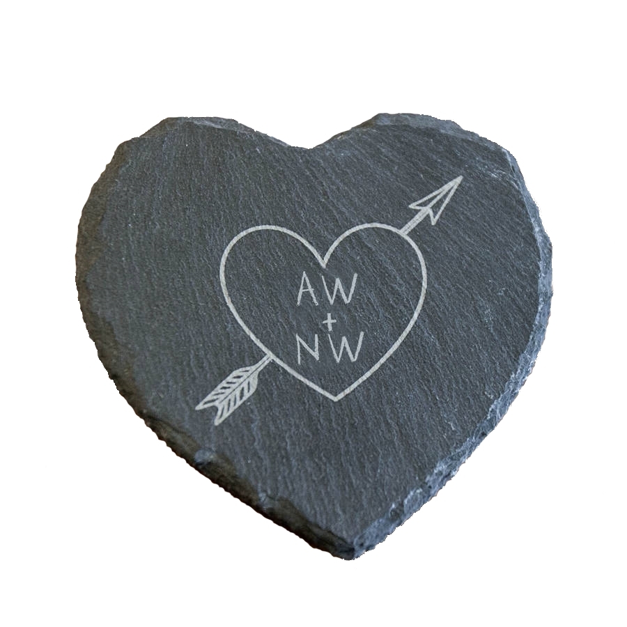 Besta Personalized Slate Heart Shaped Coaster Engraved Gifts Presents Set of 4 - $35.00