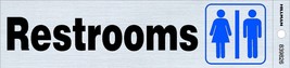 Restrooms Sticker Door SIGN 2&quot; x 8&quot; Adhesive rest bath room rooms Hillman 839826 - £17.30 GBP