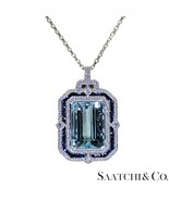 18K (750) White Gold - Natural : Aquamarine Stone, Diamond And Sapphire ... - $19,275.30