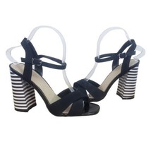 N By Nicole Miller Barbara Women Heels Ankle Strap Size 8 Pumps Striped Heel - £36.88 GBP