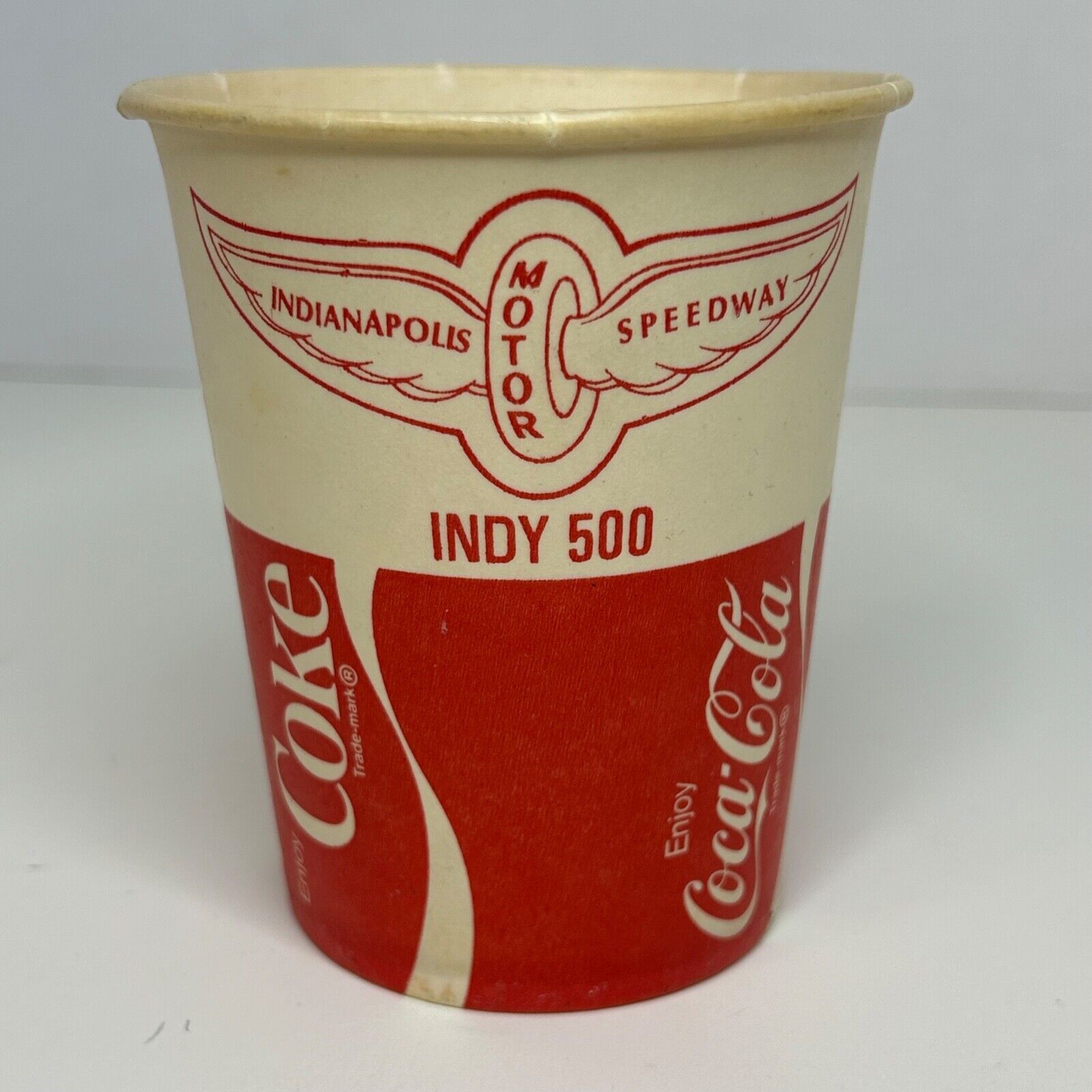 Coca Cola Coke Indianapolis Motor Speedway Indy 500 Wax Cup Dixie USA - $11.13